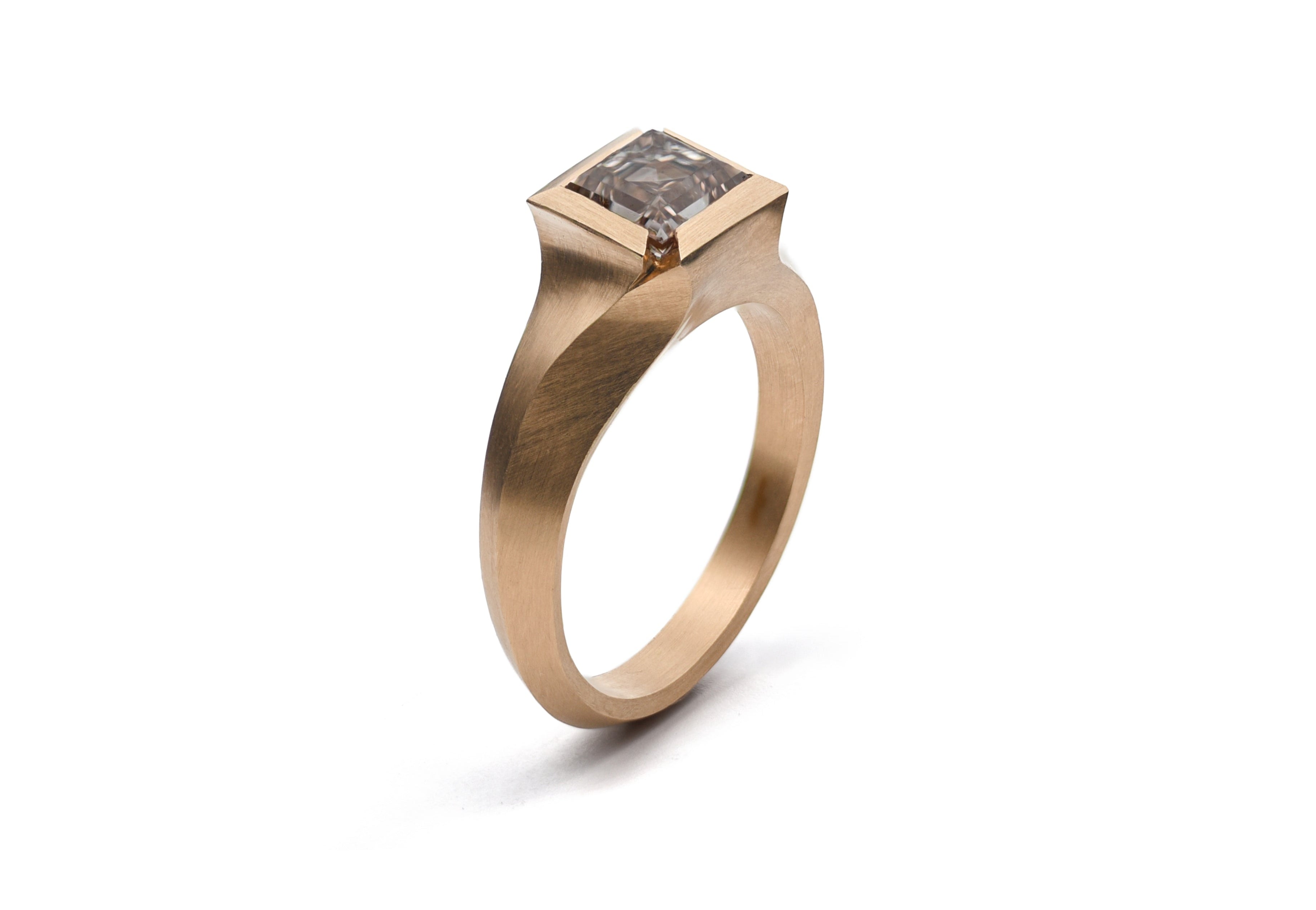 18ct Rose Gold Champagne Lozenge Aegis Engagement Ring