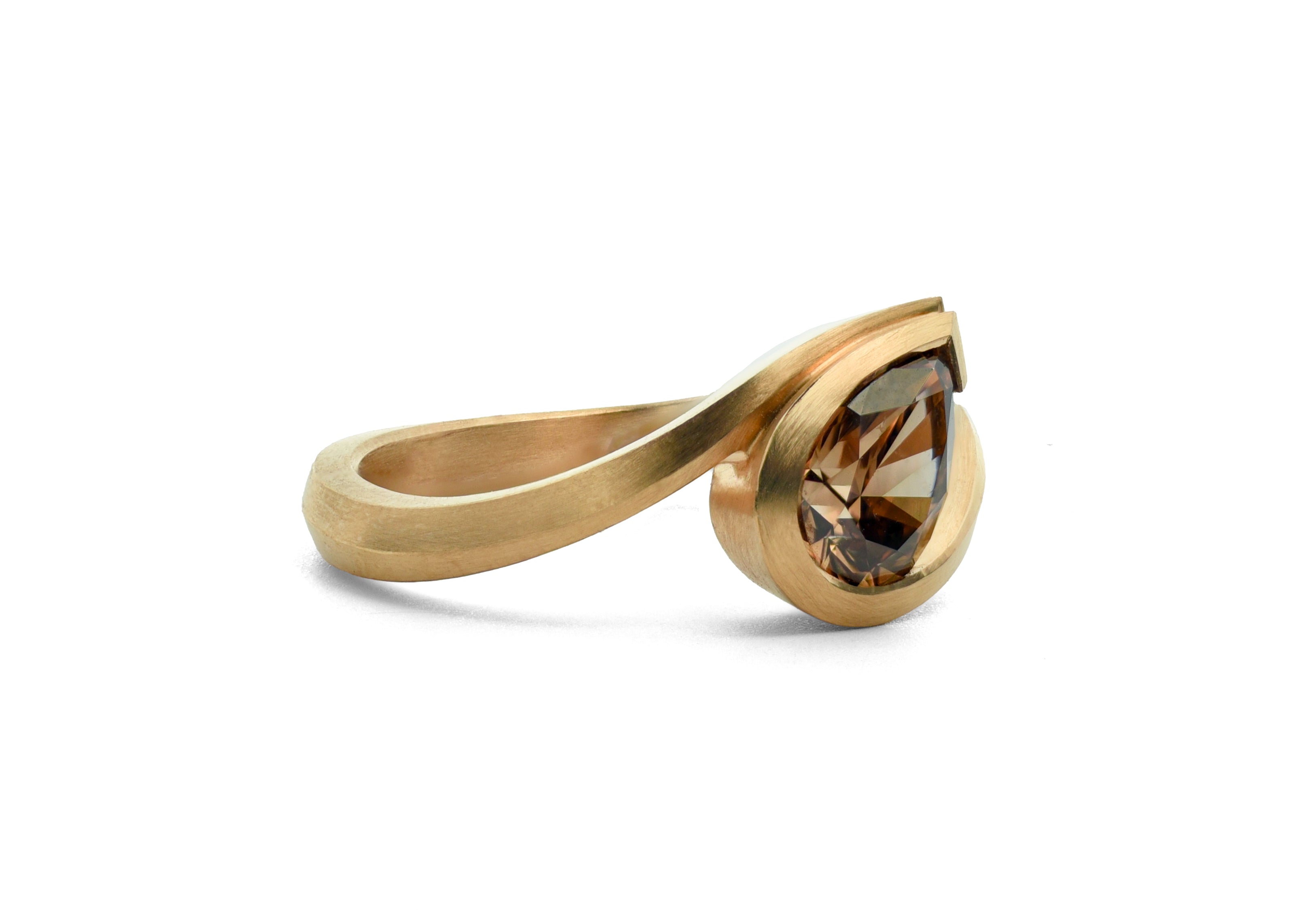 18ct Rose Gold Cognac Diamond Wave Ring