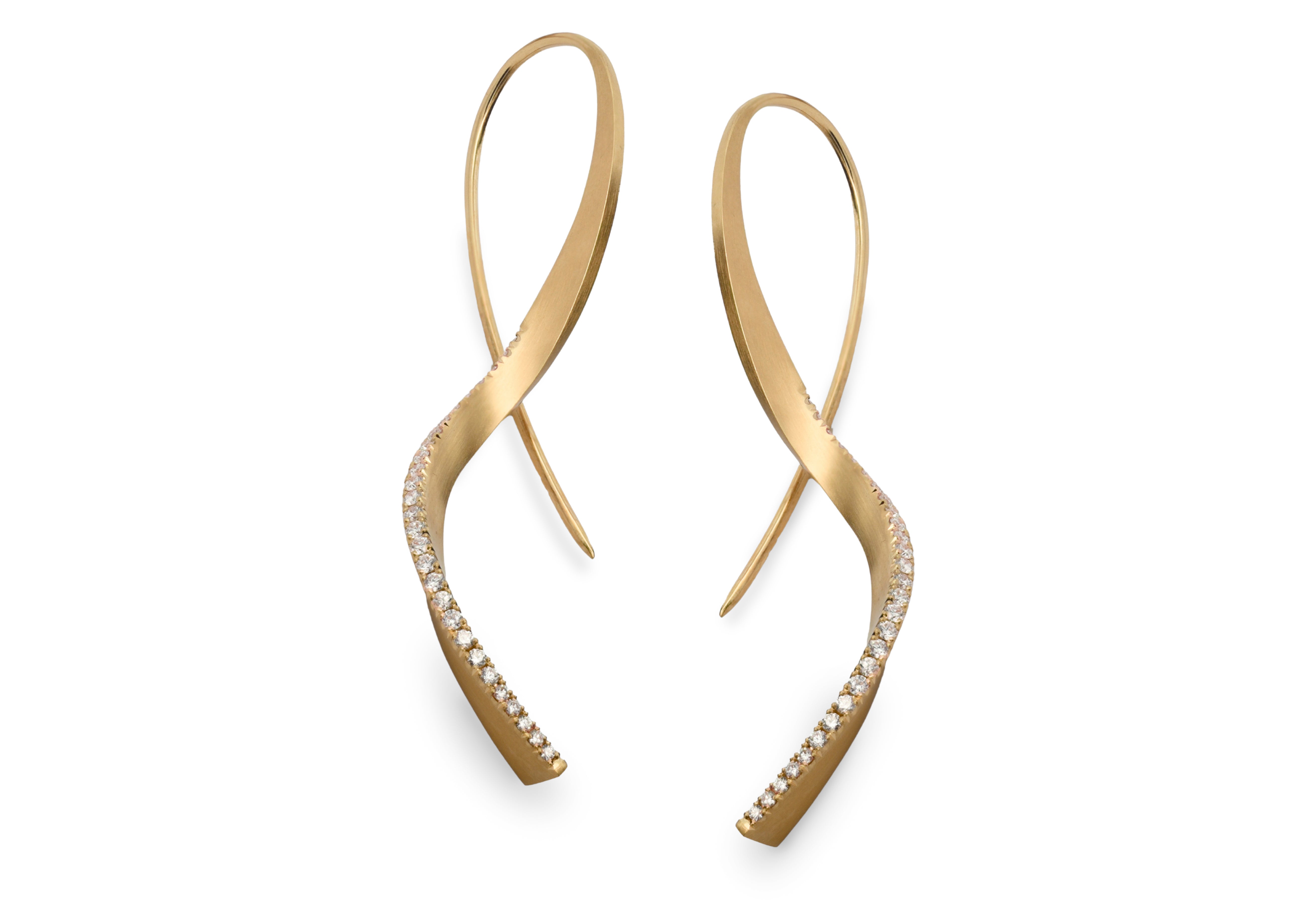 18ct Gold Diamond Forged Drop Earrings