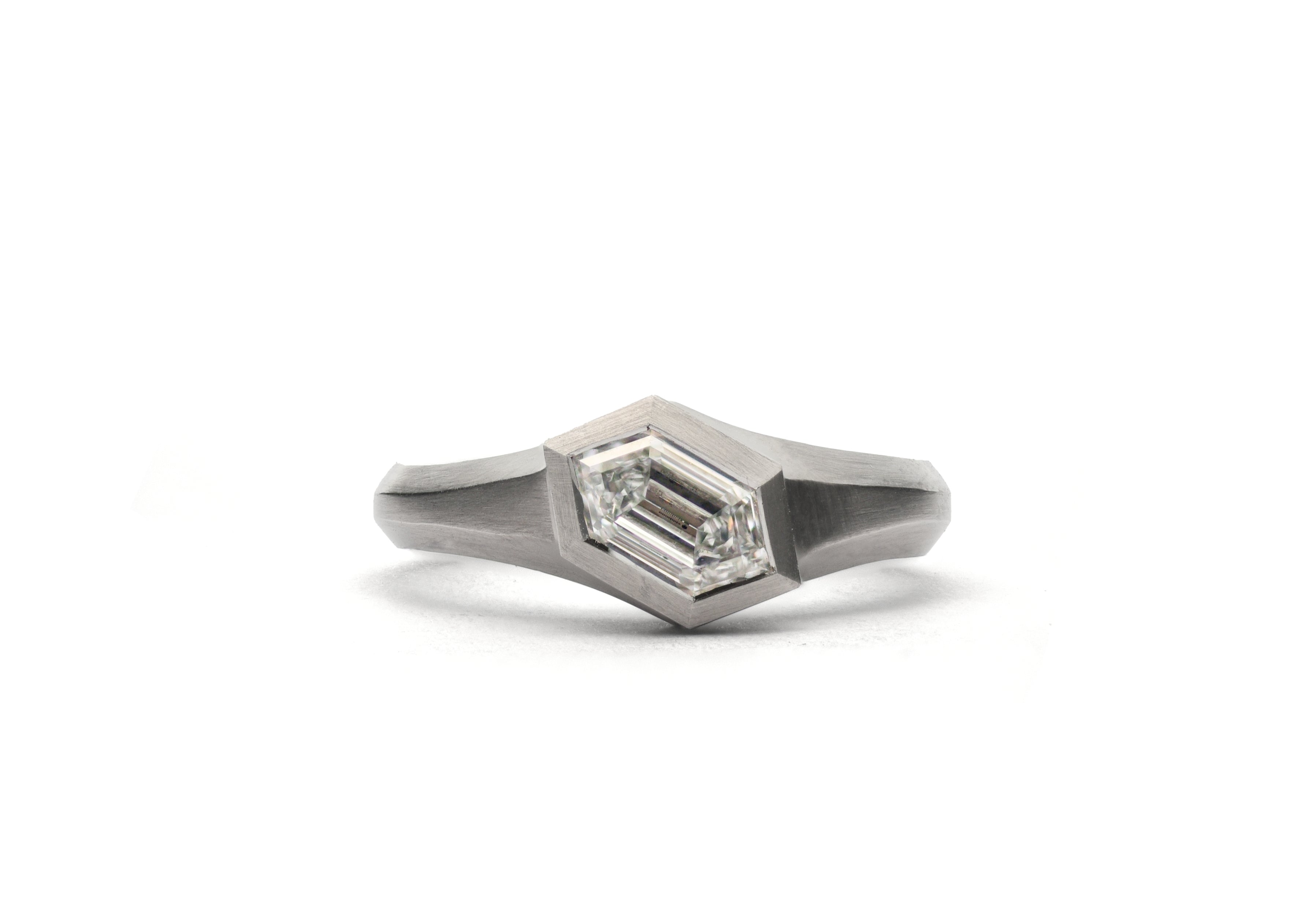 Platinum Hexagonal Diamond Aegis Ring