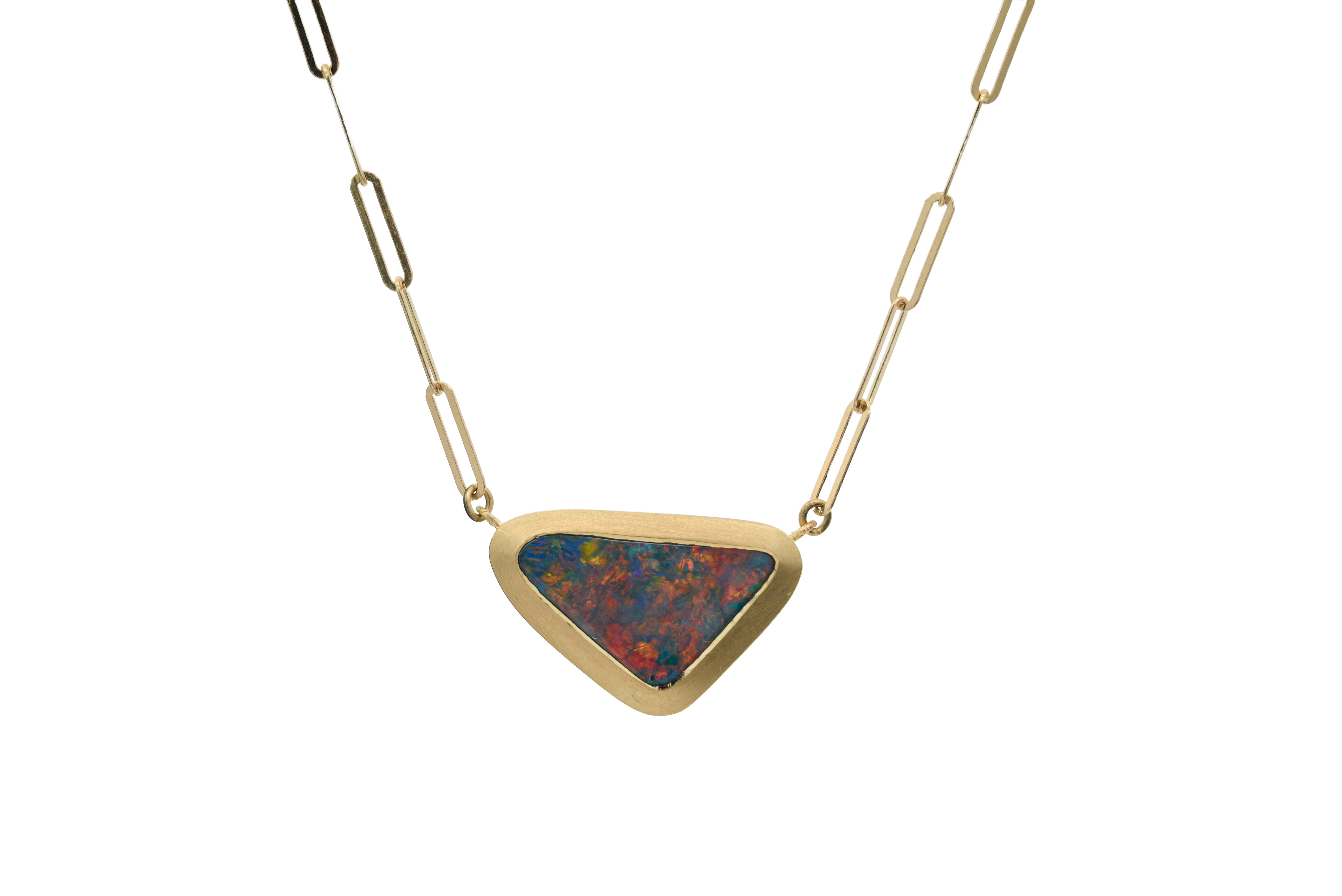 18ct Yellow Gold black opal pendent