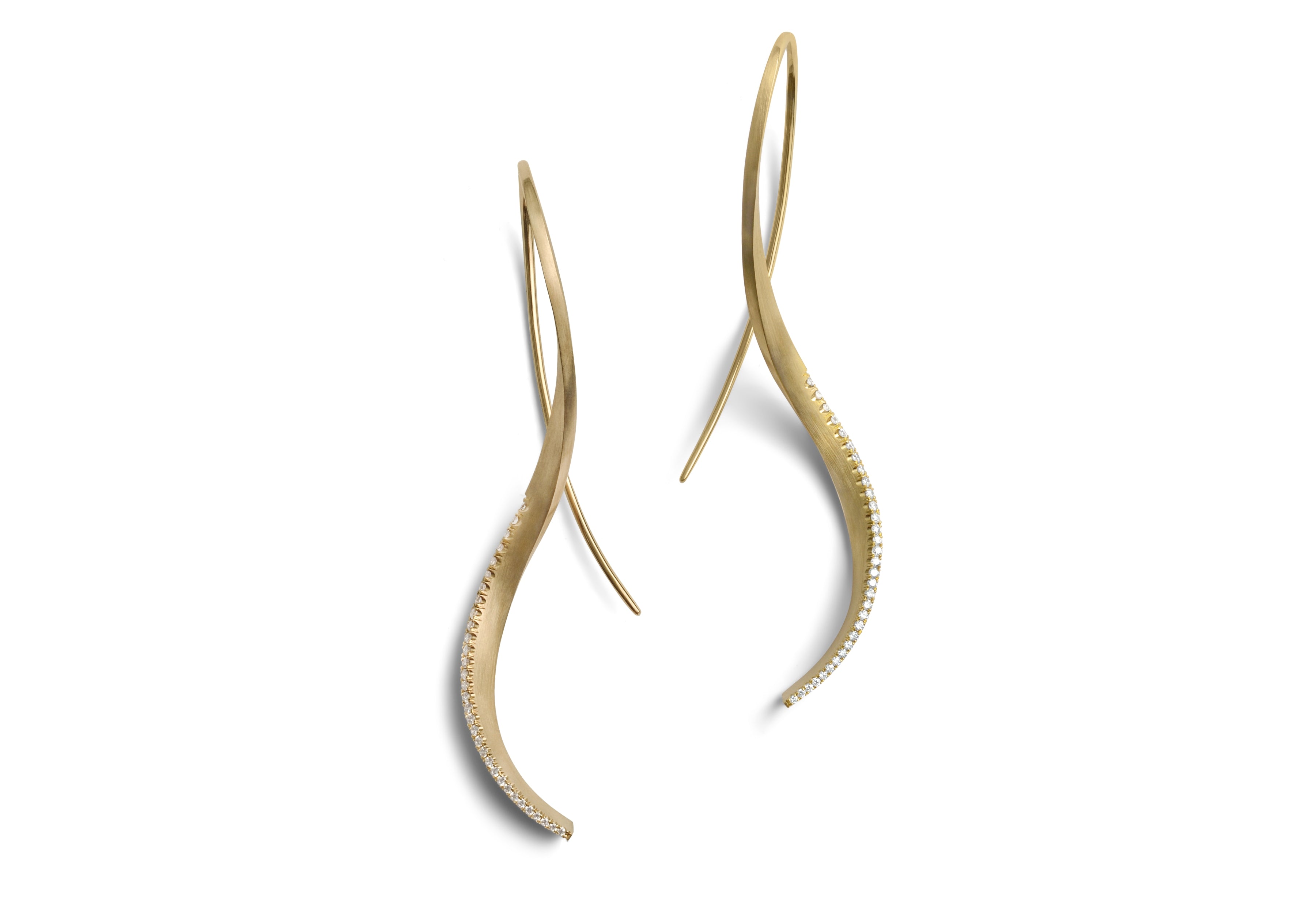 18ct Gold Diamond Forged Drop Earrings