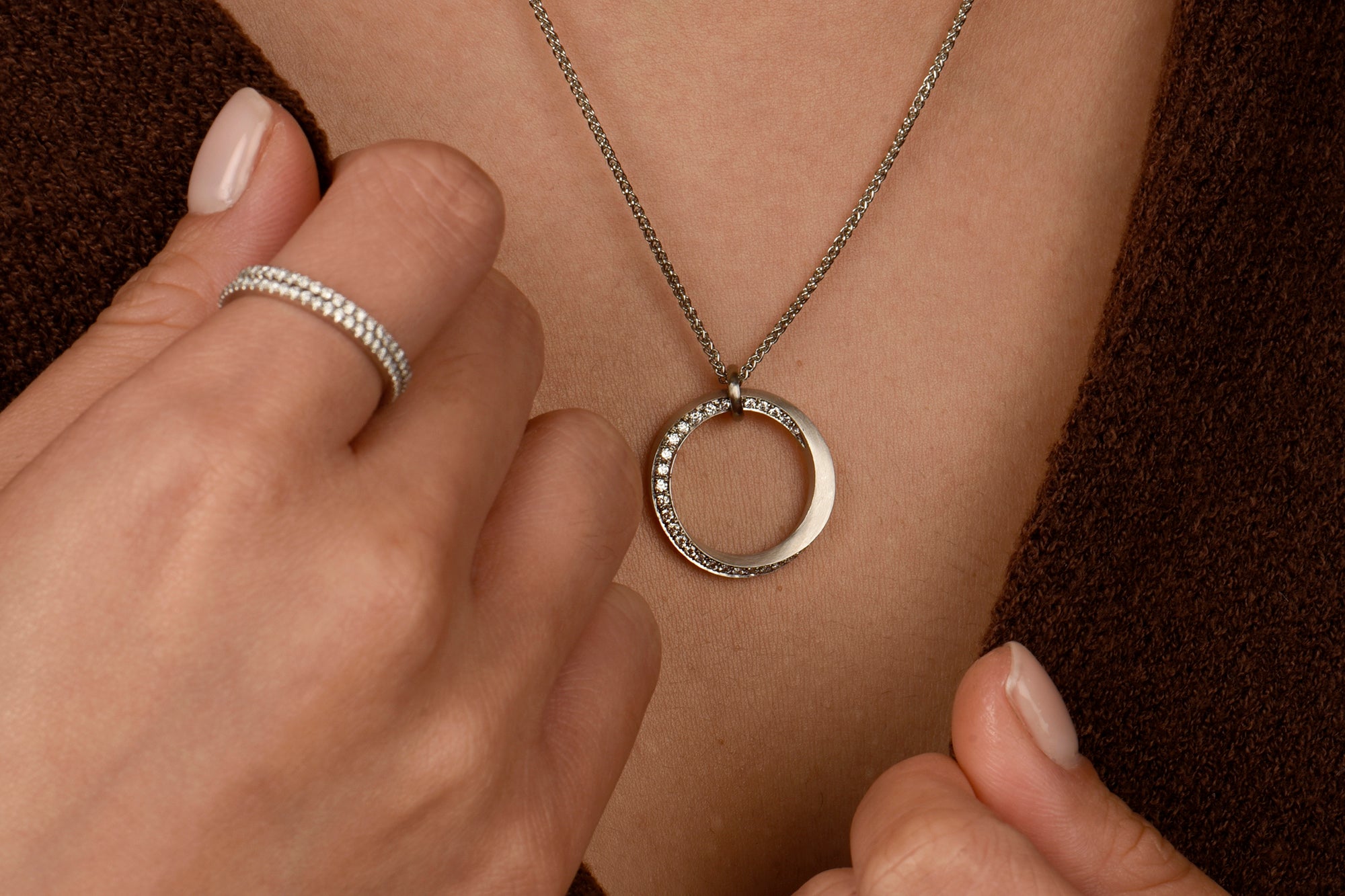 Diamond Mobius Circle Pendant