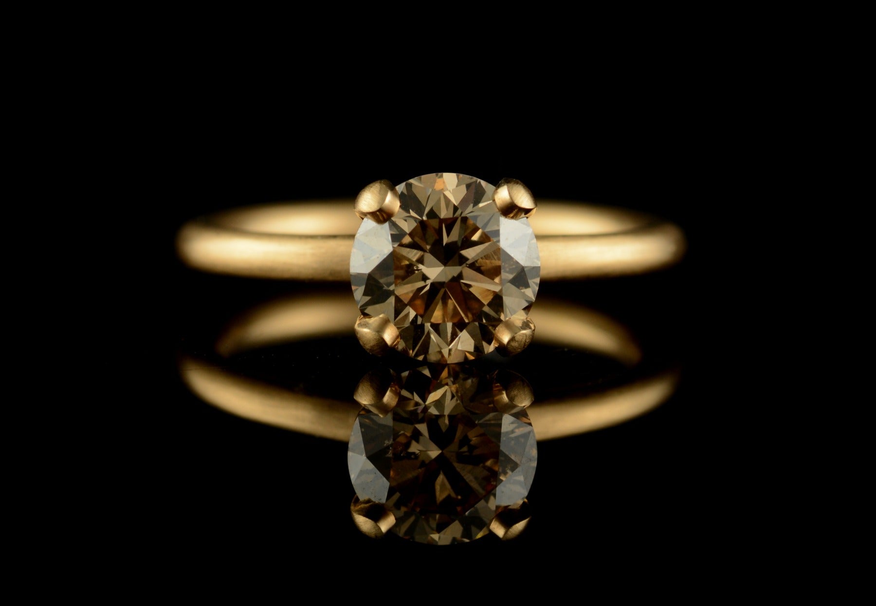 4 claw cognac diamond rose gold engagement ring