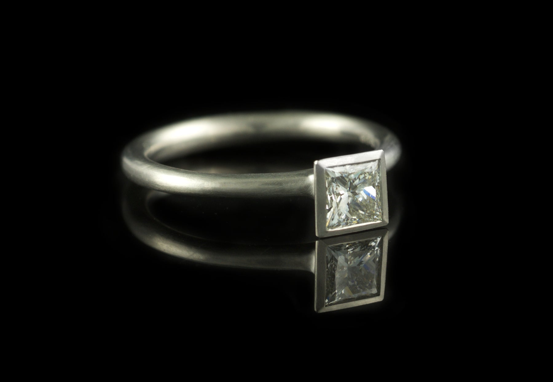 White diamond princess cut engagement ring