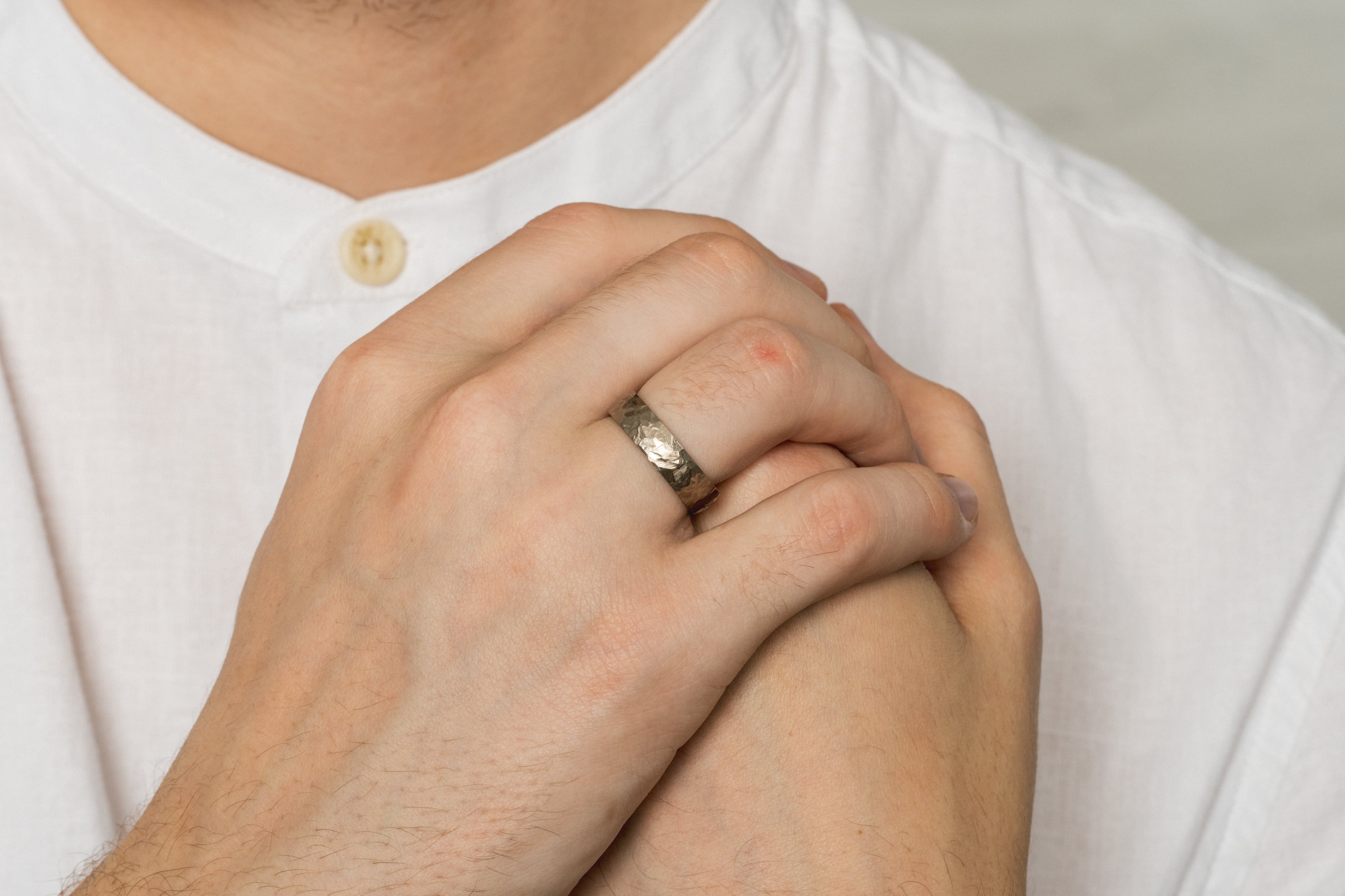 Ladies and Men's Hammered Wedding Bands