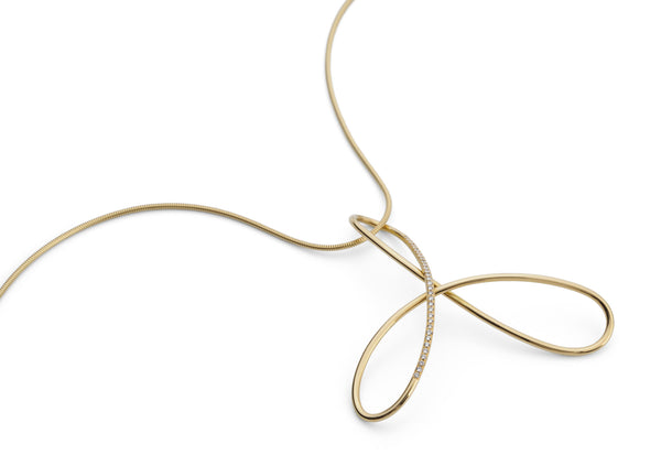 18 carat gold wire and pave diamond pendant-McCaul