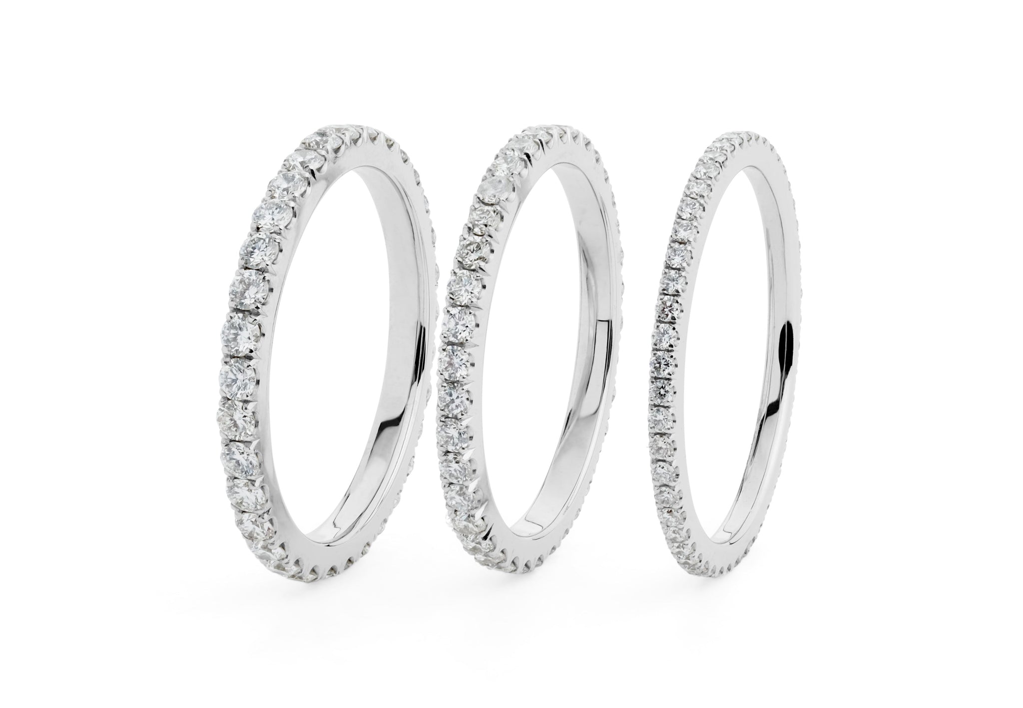 Thread' fine platinum diamond set wedding/eternity bands