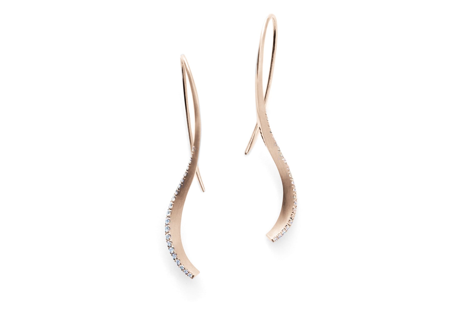 18ct Gold Diamond Forged Drop Earrings