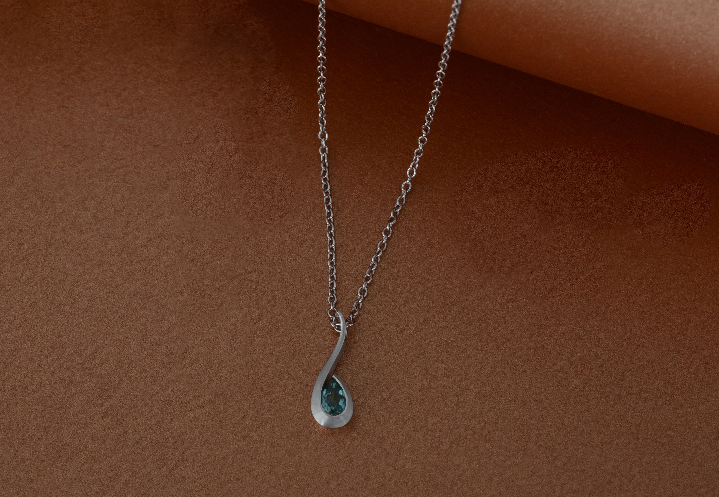 18ct Rose Gold Pear-Shaped Paraiba Tourmaline Twist Pendant