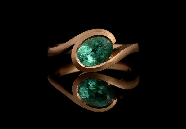 Rose gold and Paraiba tourmaline Wave engagement ring commission