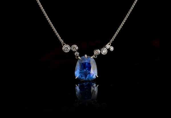 Bespoke sapphire and diamond pendant