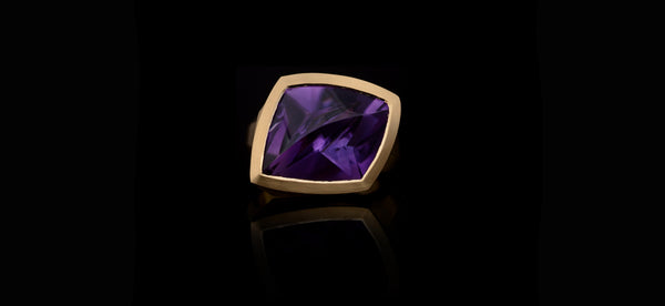 Free Form Amethyst Arris Ring 18ct yellow gold 