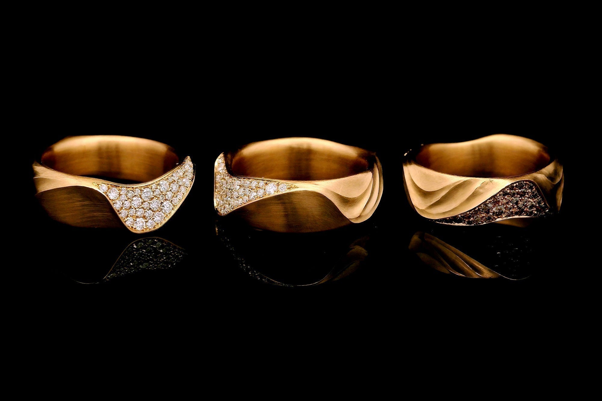 Bespoke Cognac and White Diamond Carved Band