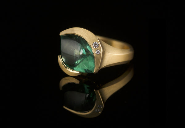Rose gold Carve cocktail ring with fancy cut tourmaline and diamonds