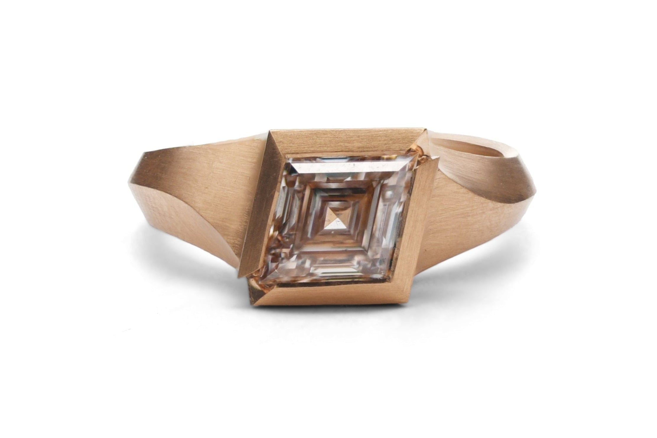 18ct Rose Gold Champagne Lozenge Aegis Engagement Ring