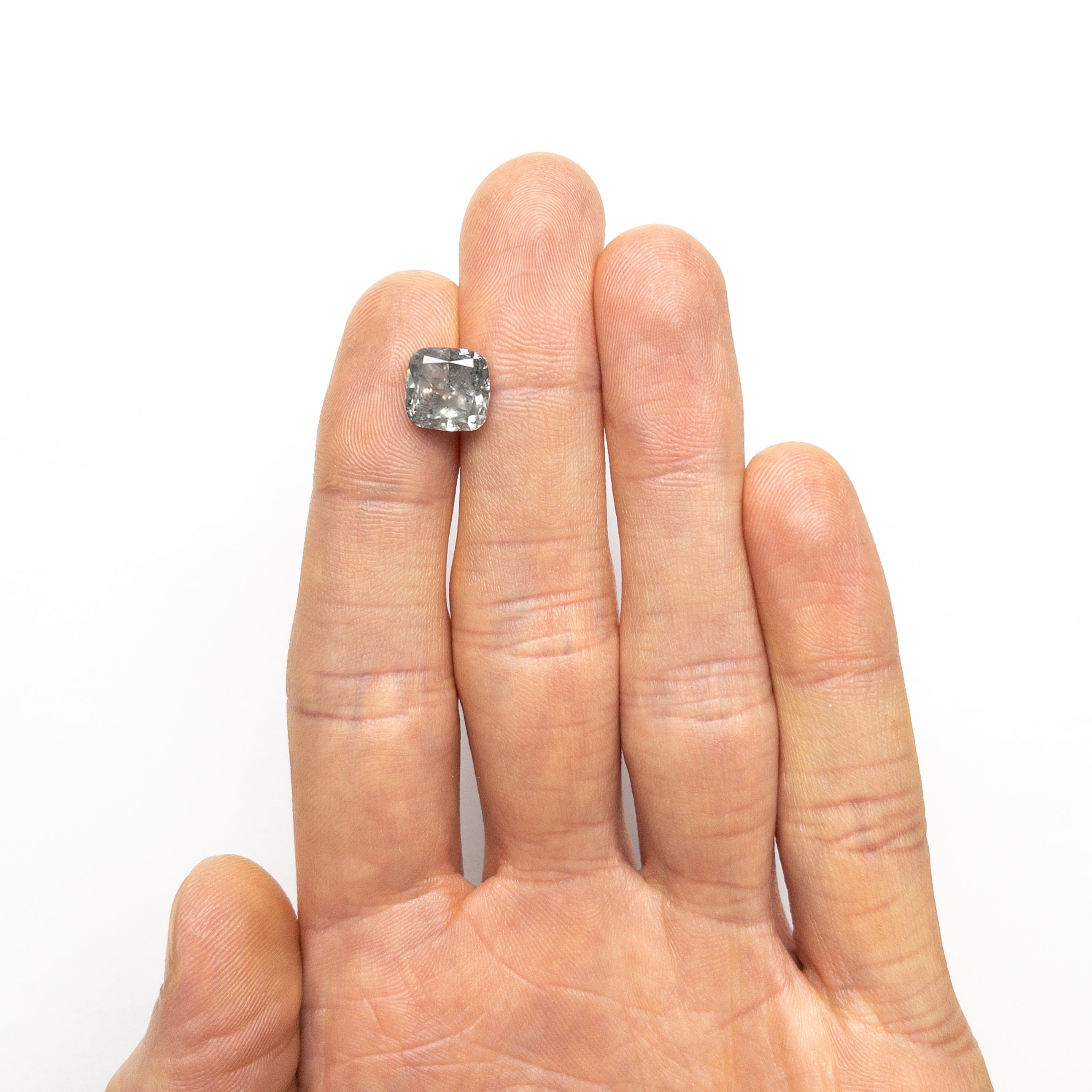 4.61ct 9.25x9.14x5.80mm GIA I3 Fancy Grey Cushion Brilliant 18859-01