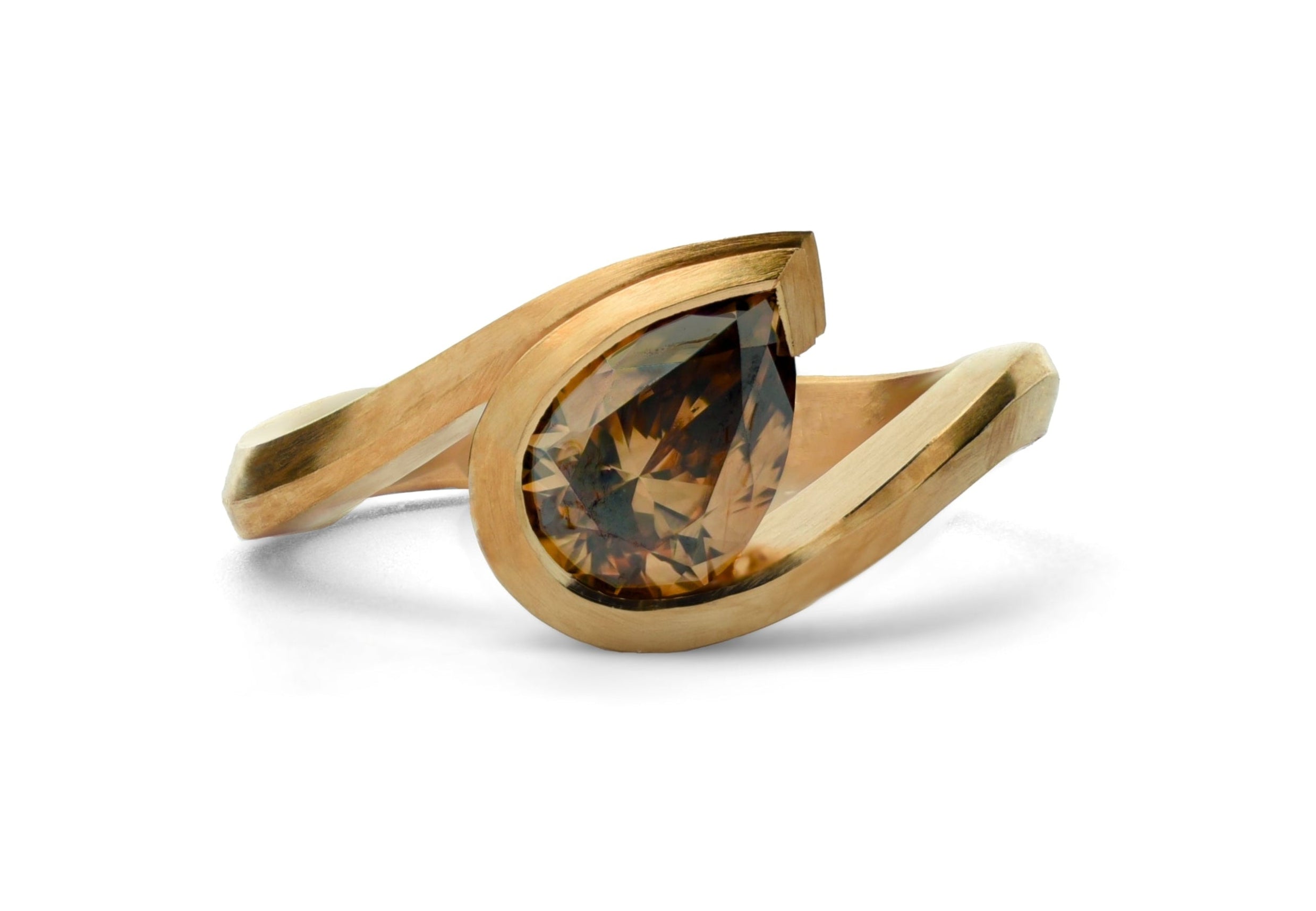 18ct Rose Gold Cognac Diamond Wave Ring