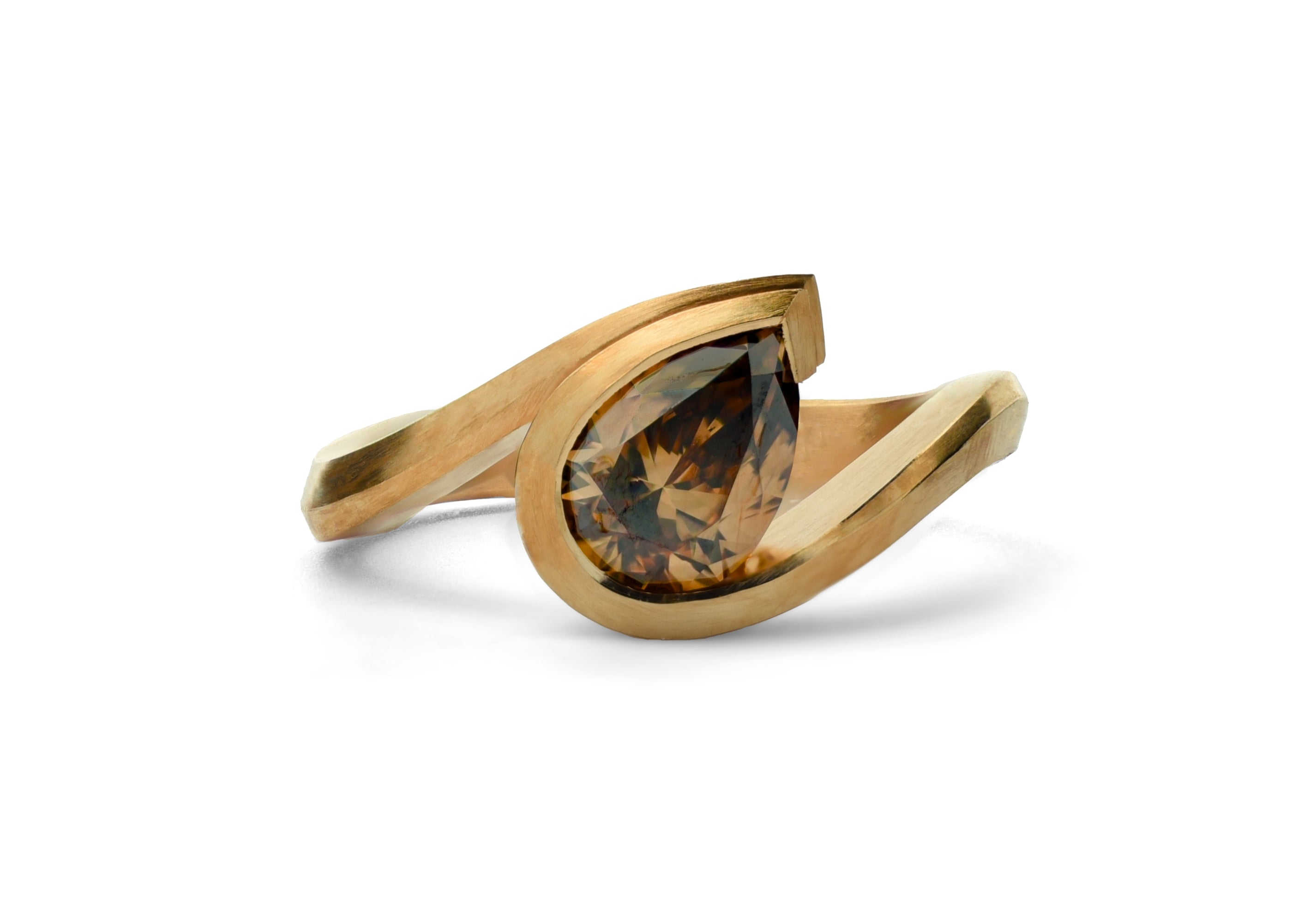 18ct Rose Gold Cognac Diamond Wave Ring