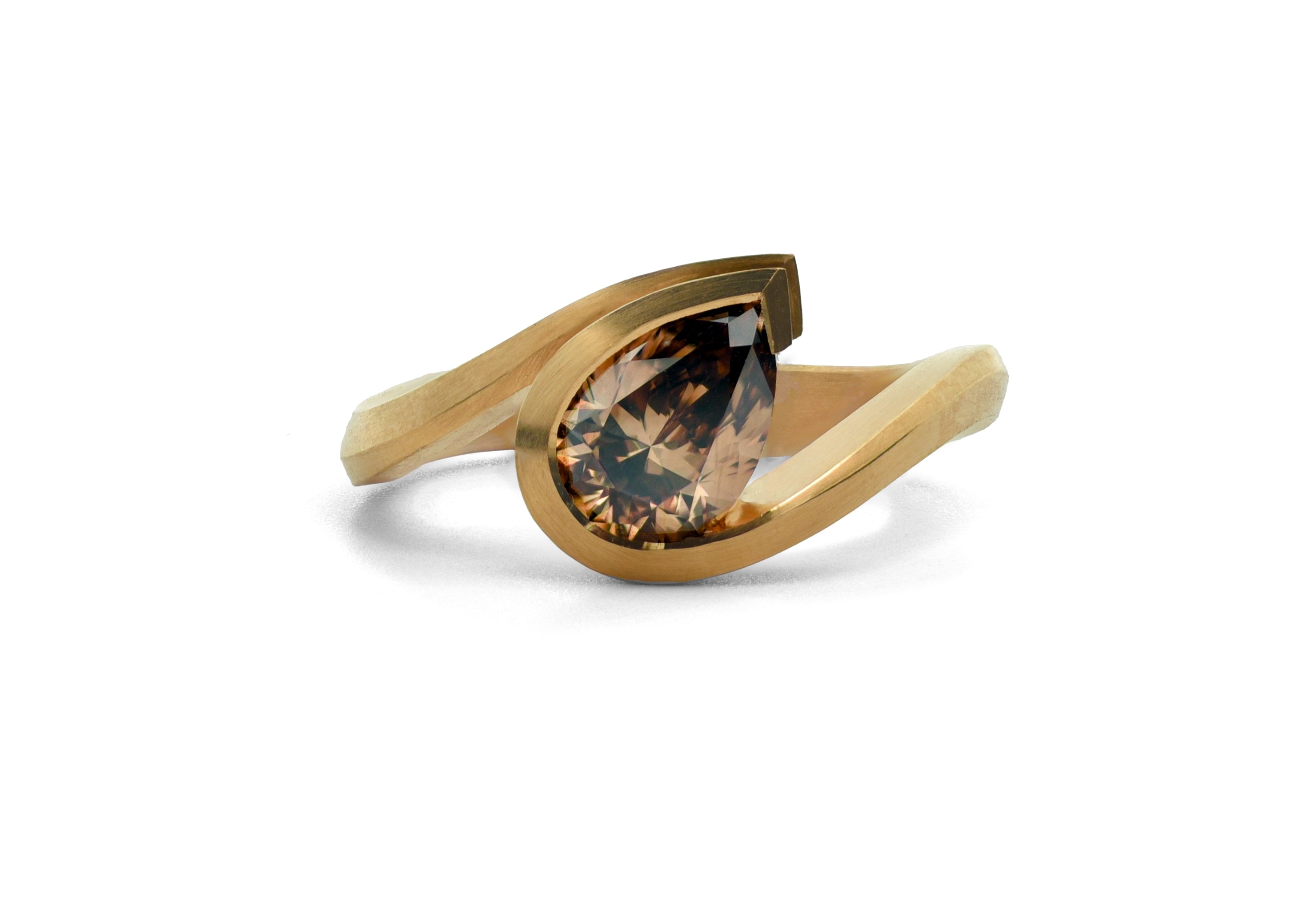 18ct Rose Gold Cognac Diamond Wave Ring