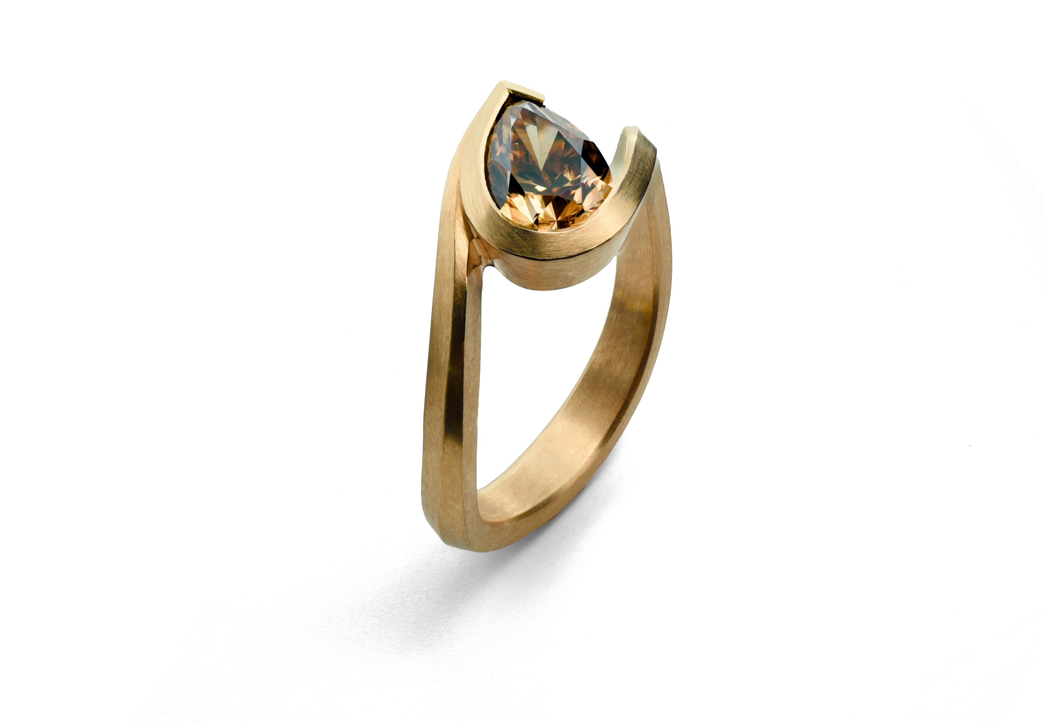 18ct Rose Gold Cognac Diamond Wave Ring