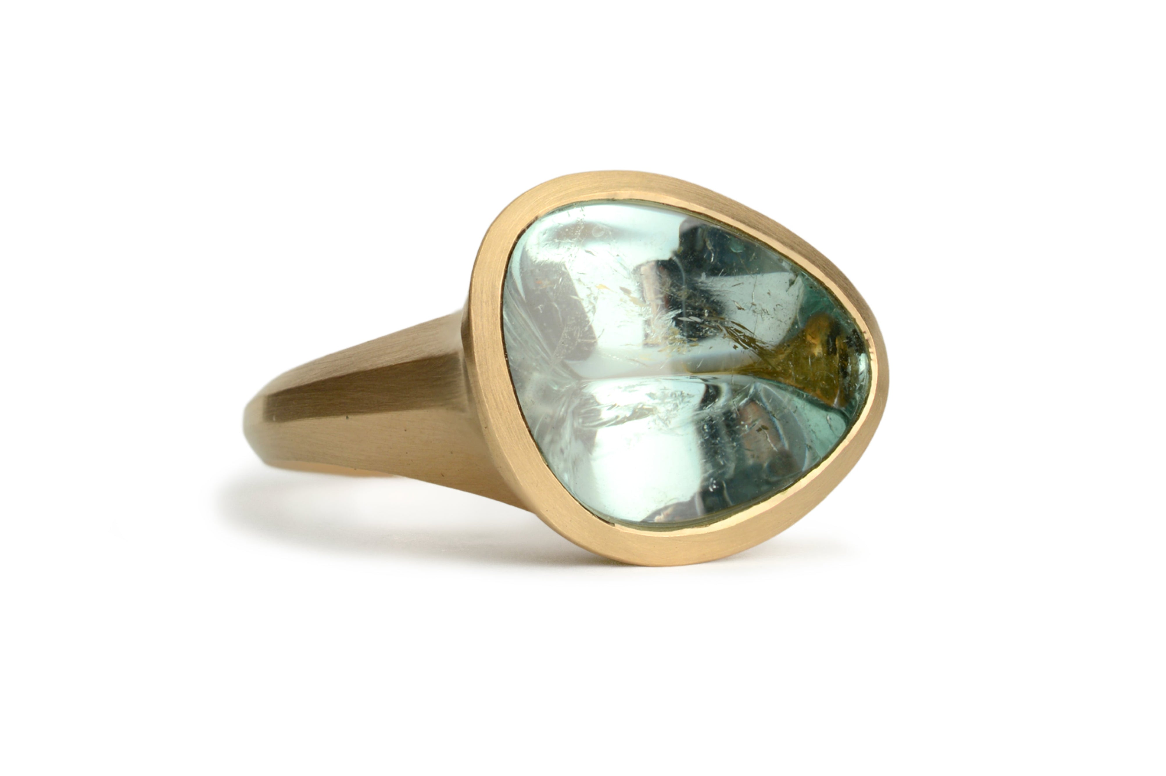 18ct Rose Gold Freeform Green Beryl Arris Ring