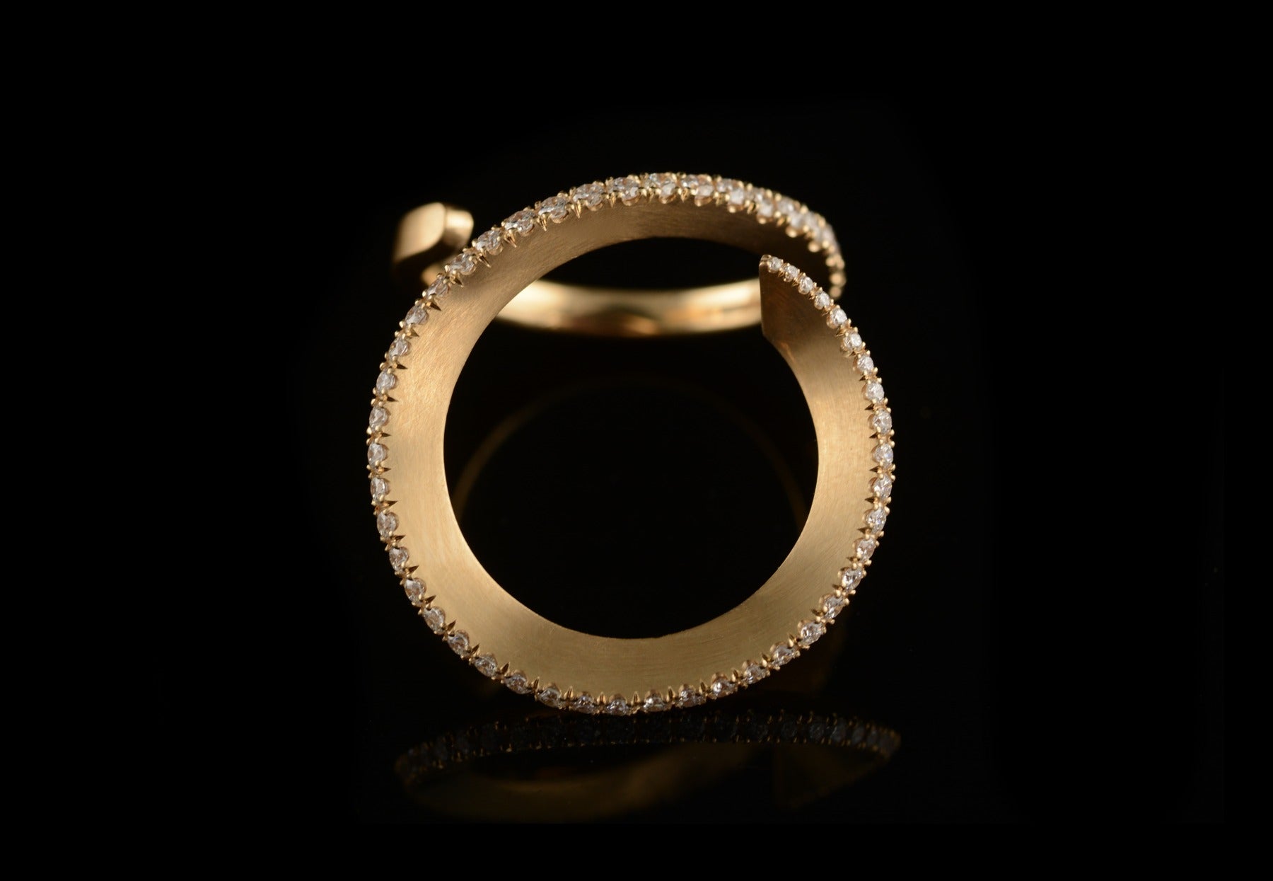 Forged loop white diamond pave set ring