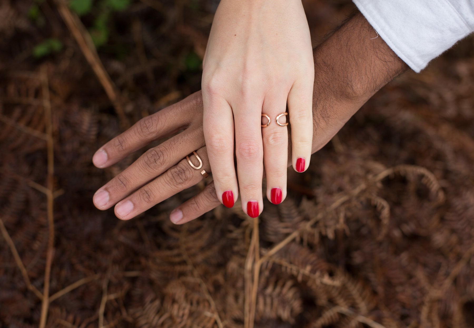 Open loop rose gold ladies and mens wedding rings