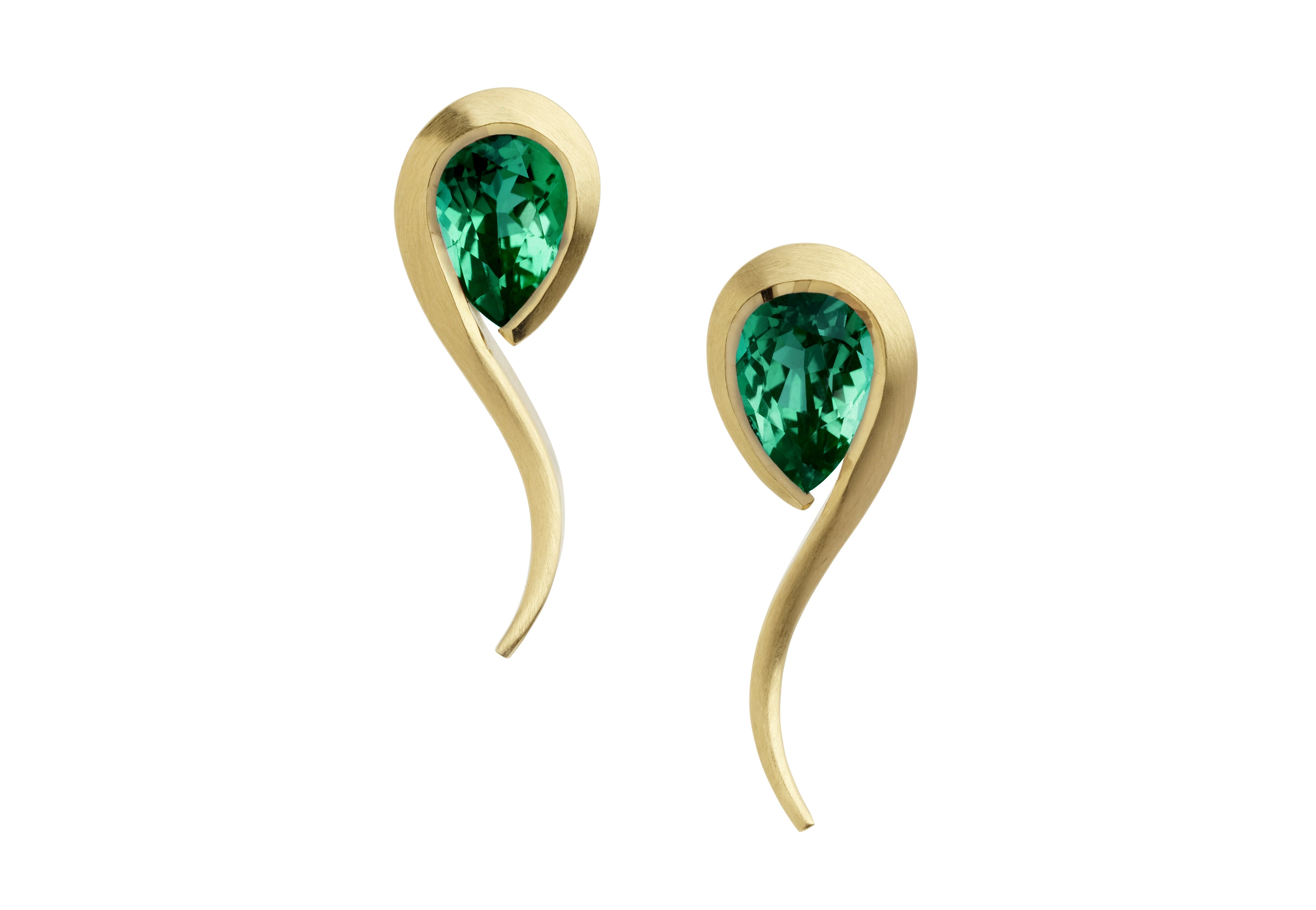 18ct Yellow Gold Emerald Twist Stud Earrings
