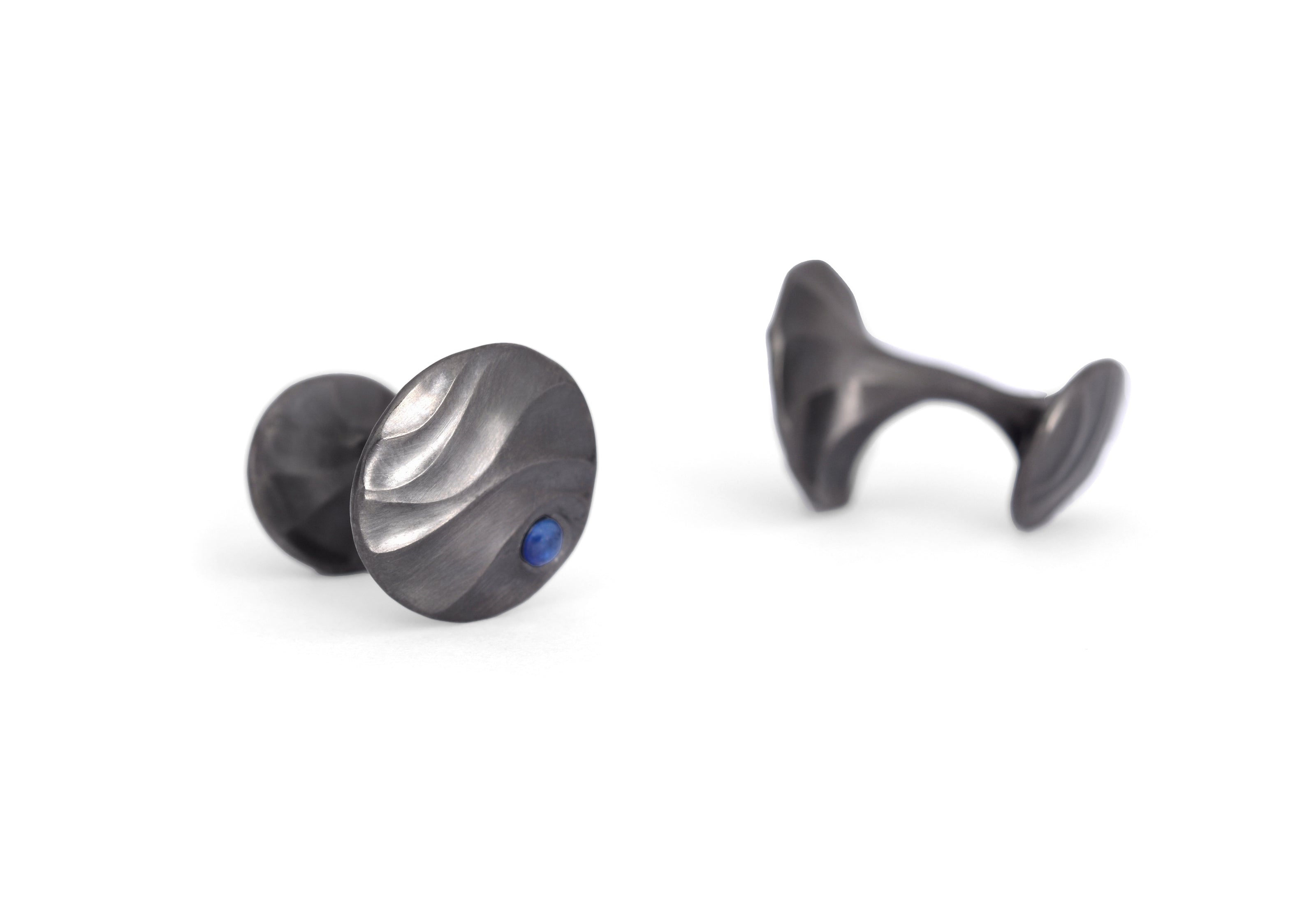 Carved Aeolian Blue Sapphire Cufflinks