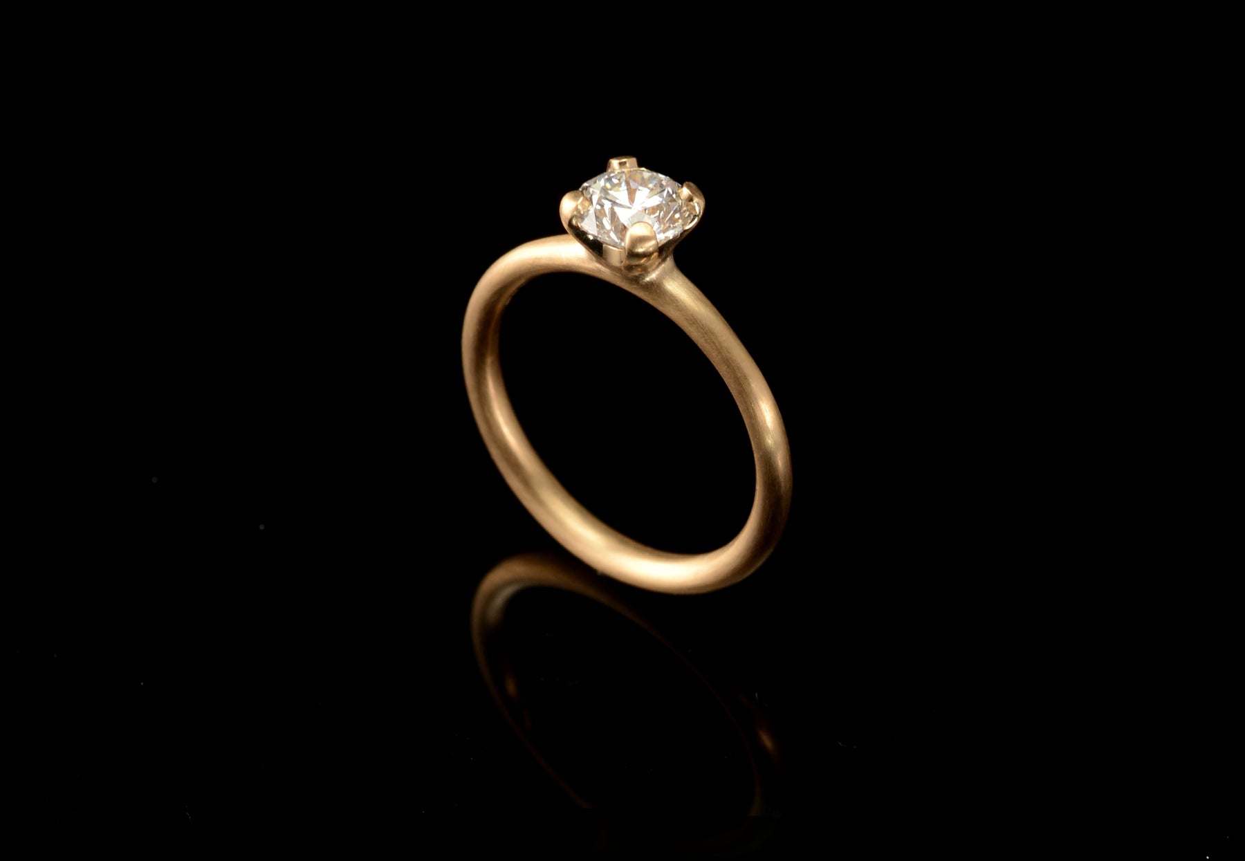 4 claw white diamond rose gold engagement ring