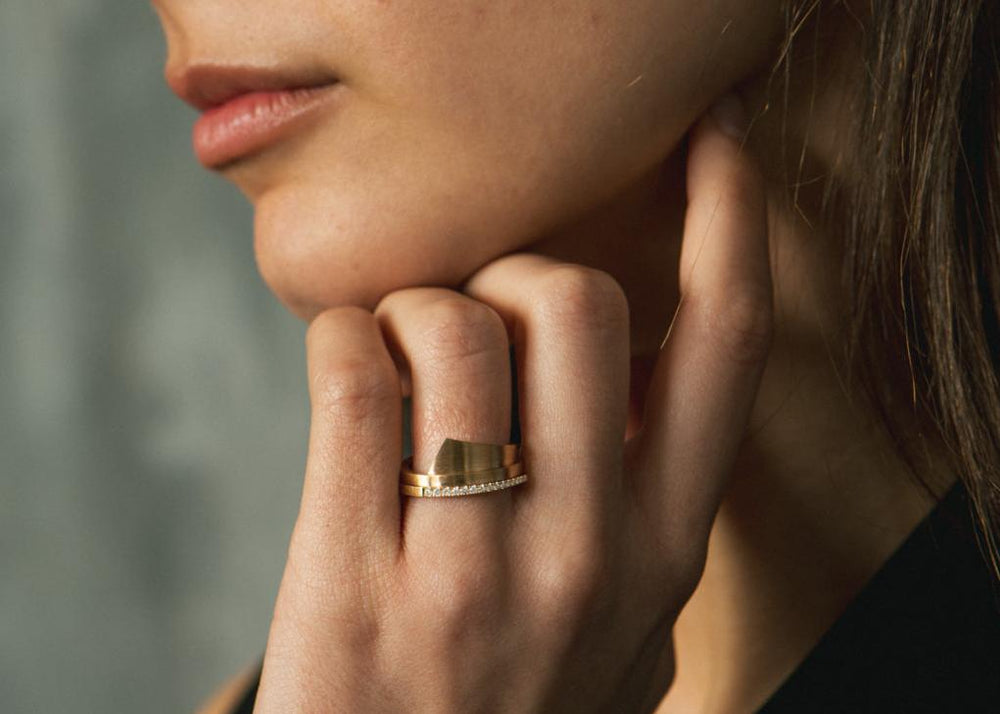 Ring Overlap Forged triple overlap ring with diamonds