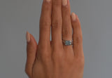 Arris carved platinum and blue diamond ring