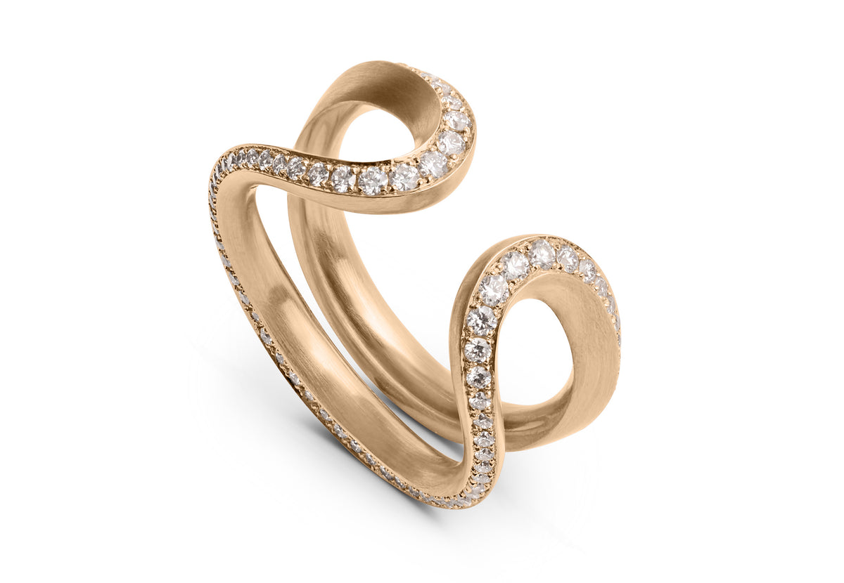 Diamond-set open form ring