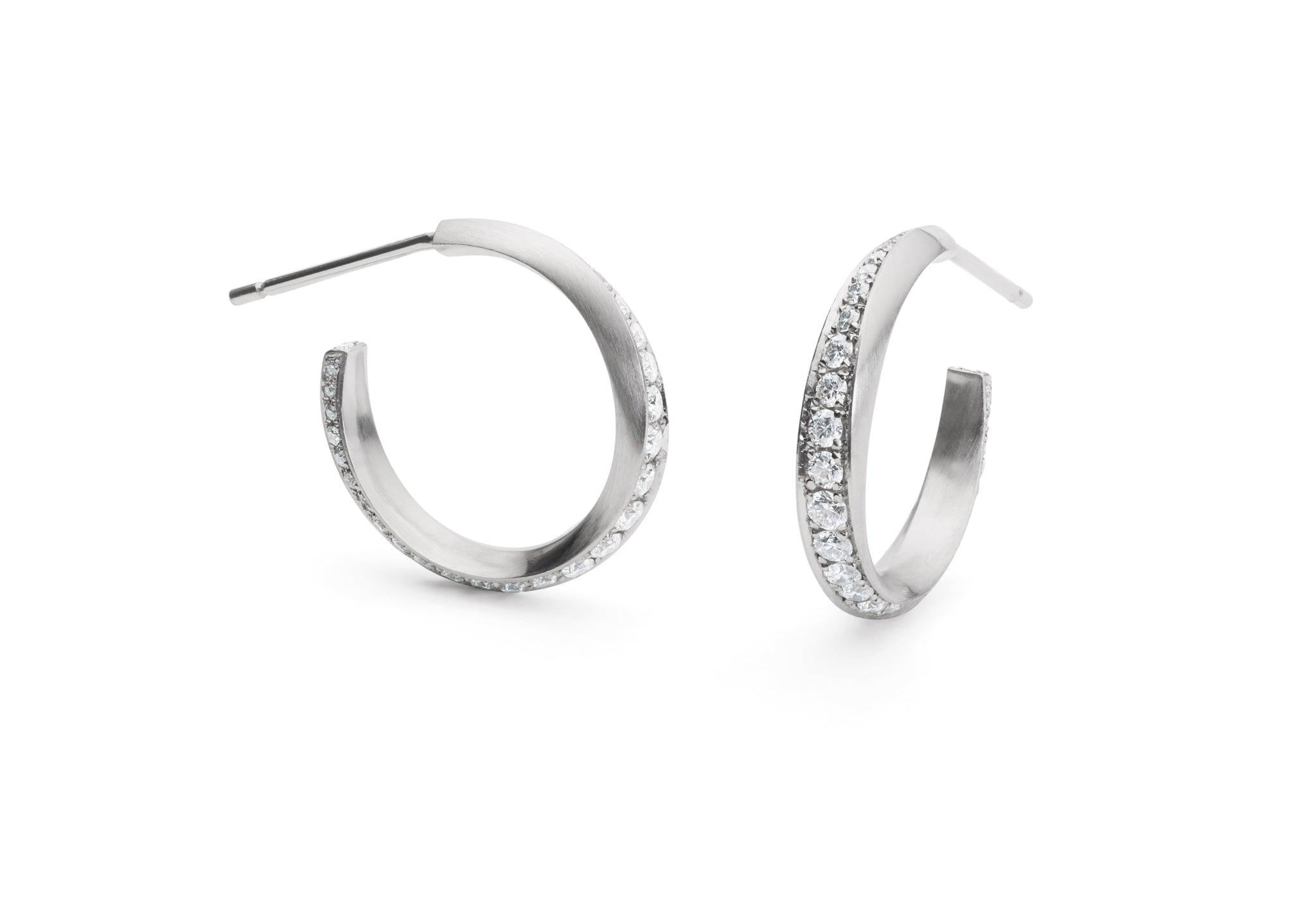 Diamond set Mobius hoop earrings