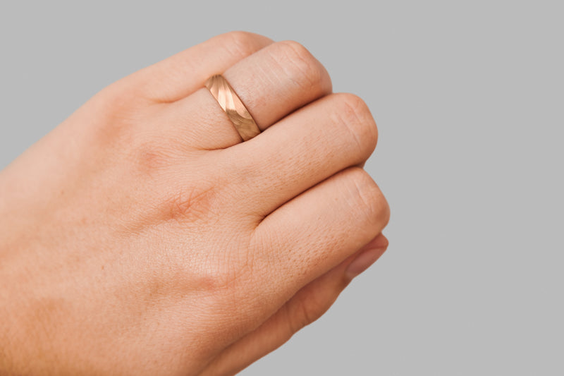 Mens rose gold hotsell wedding band on hand