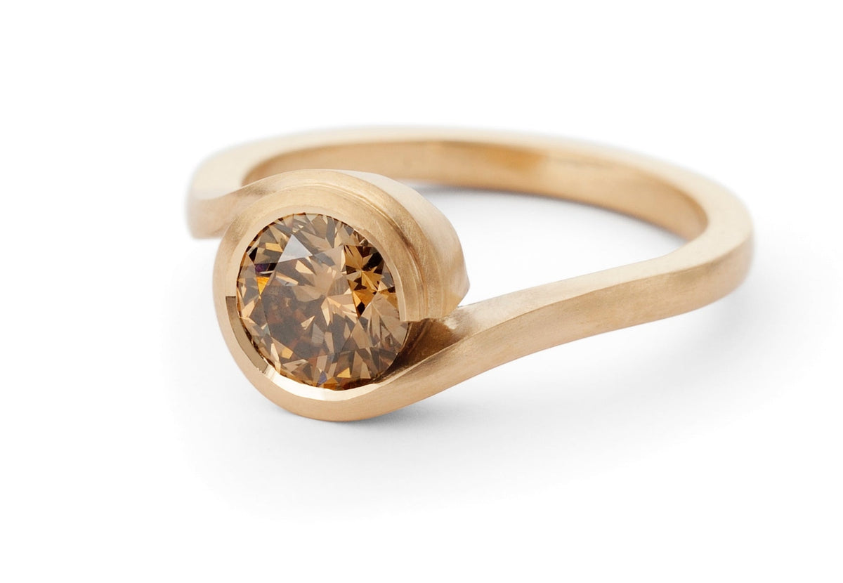 18ct Rose Gold Cognac Diamond Wedding Band main image 0