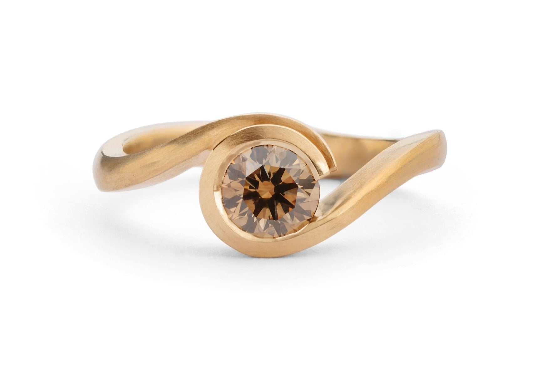 18ct Rose Gold Cognac Diamond Engagement Ring
