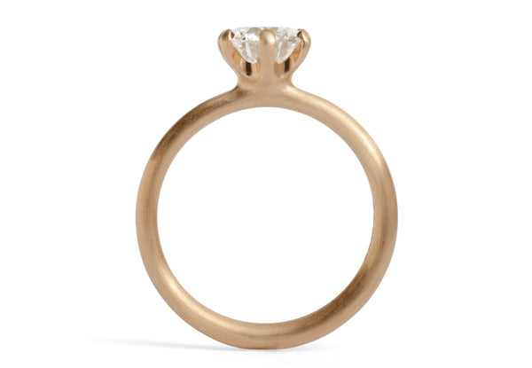 Sculpted six claw 18ct rose gold engagement ring 