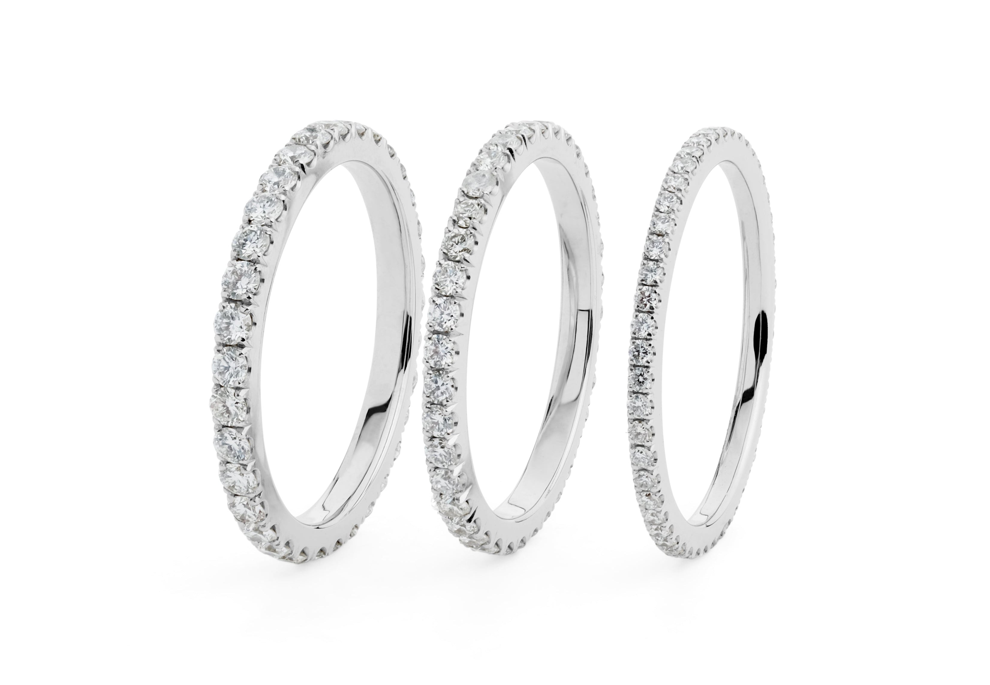 'Thread' fine platinum diamond set wedding/eternity bands-McCaul