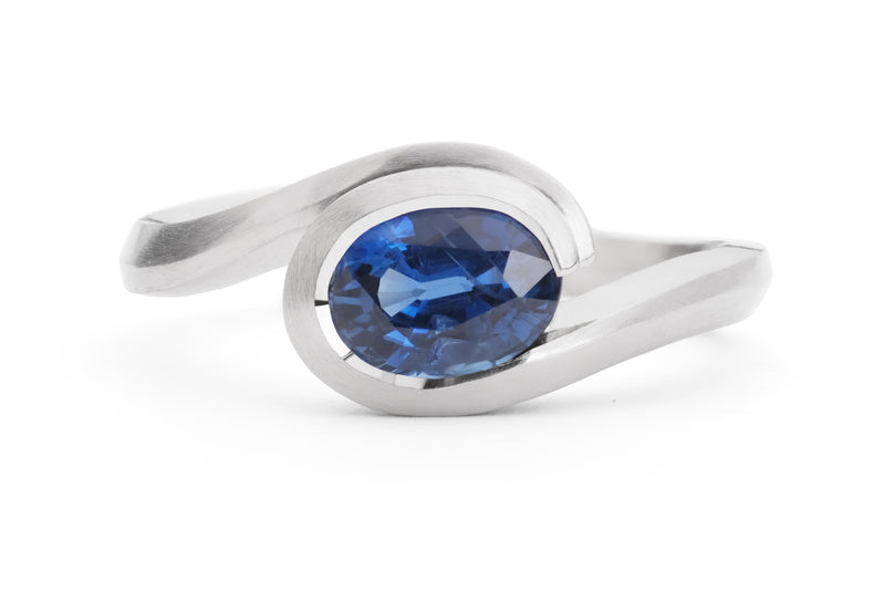 Buy Blue Sapphire Diamond Engagement Ring Pear Cut Modern 14K White Gold or  14K Solid Gold Ring for Women September Birthstone GR00294 Online in India  - Etsy