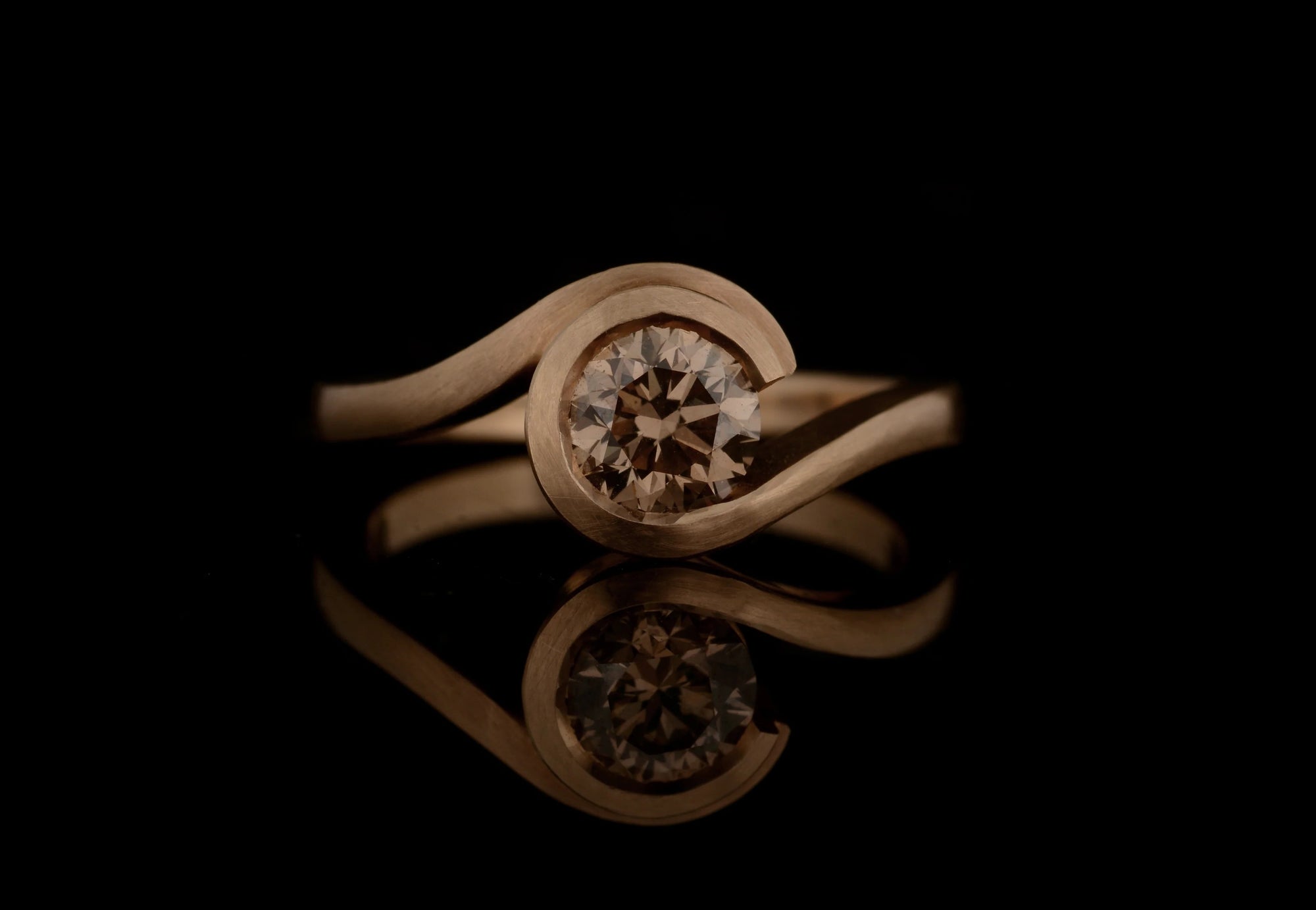 18ct Rose Gold Cognac Diamond Wedding Band main image 1