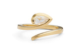Yellow gold Twist engagement ring with pale lemon rose-cut pear diamond